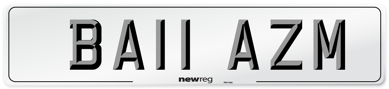 BA11 AZM Number Plate from New Reg